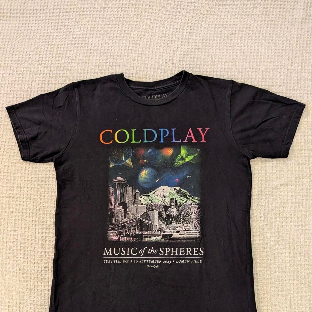COLDPLAY 2023 Music of the Spheres World Tour Seattle T-shirt Size Small